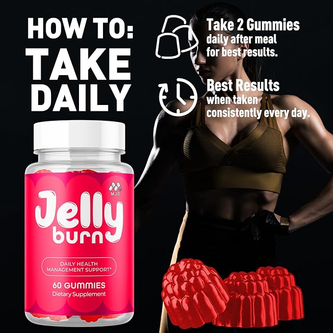 (2 Pack) Jelly Burn Gummies Official JellyBurn Gummys with Natural Ingredient Advanced Health &amp Wellness Vitamin Supplement Formula Max Strength Active Lifestyle Multivitamin Support (120 Gummi