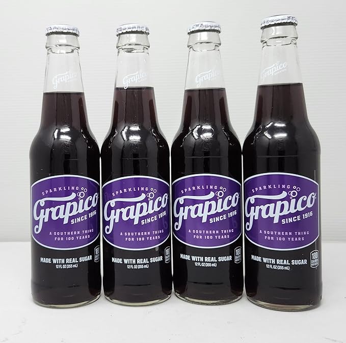 Grapico 4 pack of 12 oz Glass Bottle Soda Pop Soft Drink