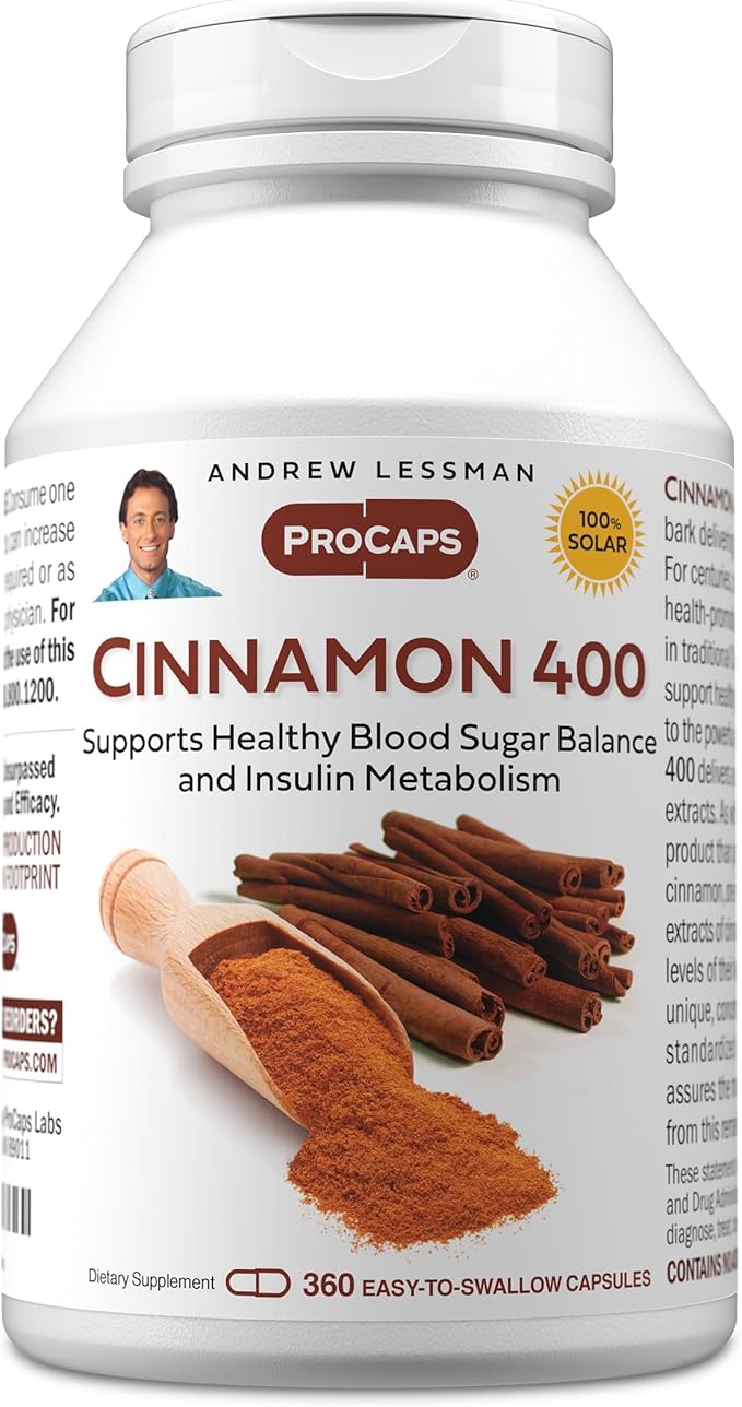 ANDREW LESSMAN Cinnamon 400mg - 360 Capsules - High Potency Standardized Extract. No Additives. Small Easy to Swallow Capsules