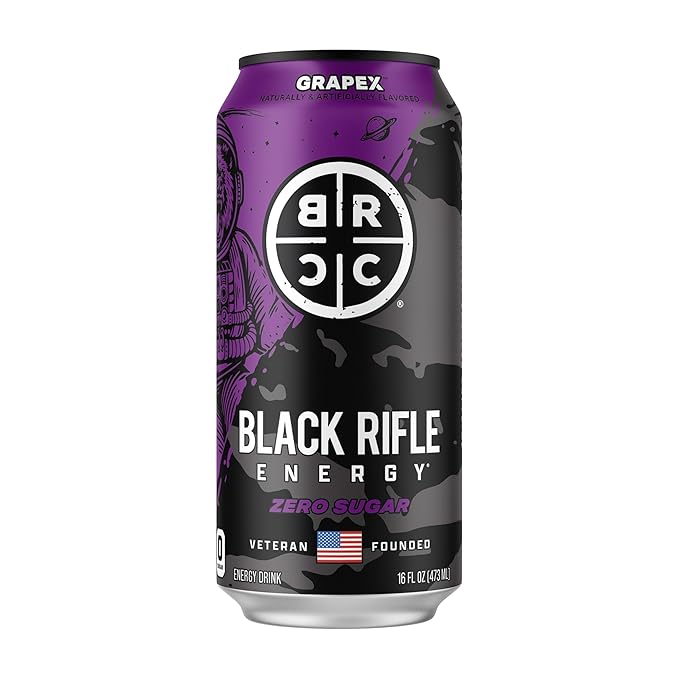 Black Rifle Energy GrapeX Zero Sugar Energy Drink 200mg Caffeine 16 fl oz can (Pack of 12)