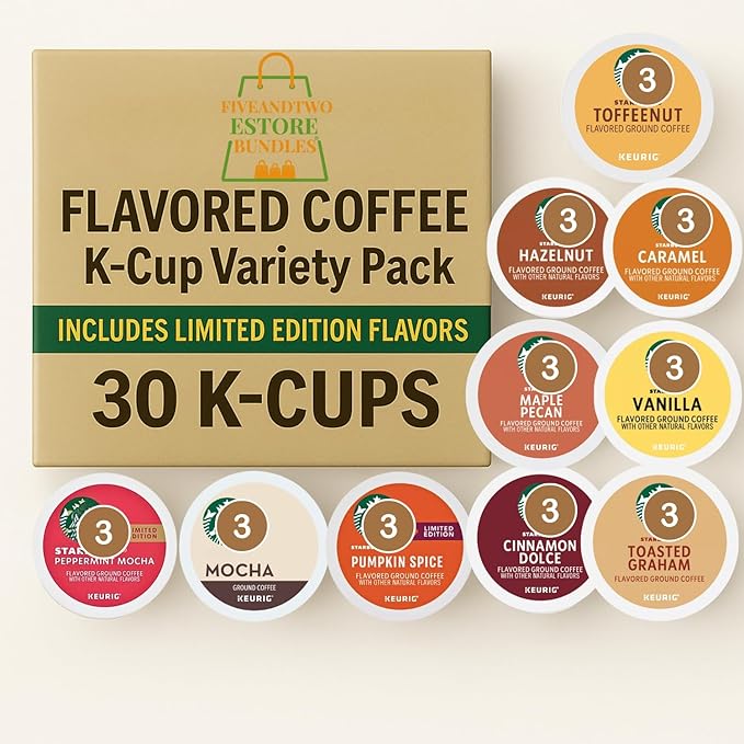 Flavored Coffee K-Cup Variety Pack – 10 Gourmet Flavors 30 Count Sampler – Premium Flavored K Cups Assortment for Home Office &amp Gifts – Mocha Vanilla Caramel Hazelnut &amp More