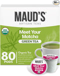 Maud's Organic Matcha Green Tea Pods 80 ct Single Serve Tea Pods – 100% Gourmet Blended Tea Leaves Compatible with Keurig K Cups Maker