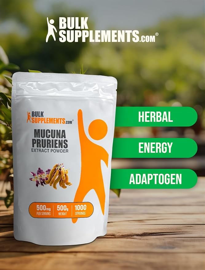 BulkSupplements.com Mucuna Pruriens Extract Powder - Mucuna Pruriens Supplements Herbal Supplement - Vegan &amp Gluten Free 500mg per Serving 500g (1.1 lbs) (Pack of 1)