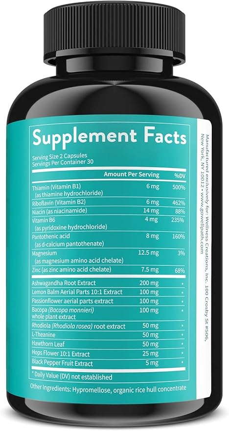 WellPath Zen Stress Relief Supplement + Mood Support (180 ct) | Calm Stress &amp Energy Aid | Ashwagandha Root Rhodiola Rosea L-Theanine Lemon Balm | Herbal Capsules