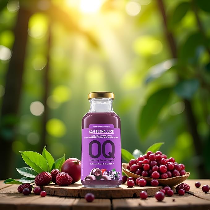 Pure Blend Açaí Juice | Antioxidant Superfruit Drink | No Sugar Added | Non GMO - Cold Pressed - Vegan - Gluten Free | Superfood Juice | 300ml (10.1 fl oz) | Pack of 12
