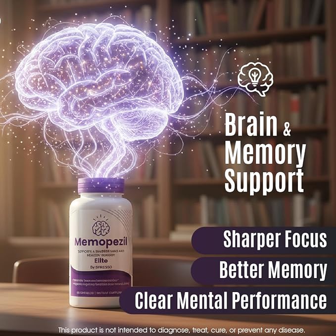 (1 Pack) Memopezil Capsules Official Memopezil Supplement Pills with Natural Ingredients Advanced Formula for Brain Health Support for Maximum Strength Clarity &amp Focus (60 Capsules)