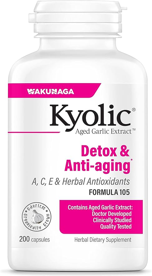 Kyolic Aged Garlic Extract Formula 105 Detox &amp Anti-Aging* 200 Capsules