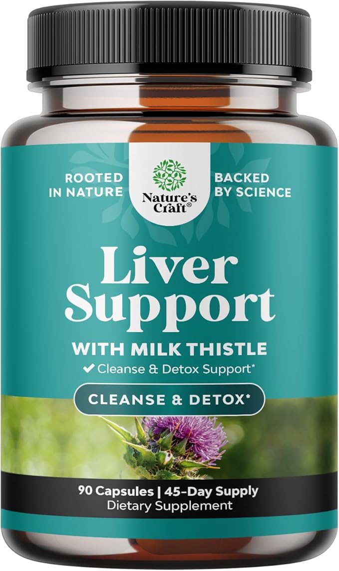 Natures Craft Liver Cleanse Detox &amp Repair - Herbal Liver Support Milk Thistle Supplement - Silymarin Milk Thistle Supplements with Dandelion Root Choline Beetroot &amp Artichoke Extract - 90 C