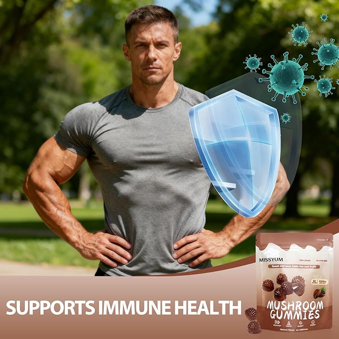 Mushroom Gummies 10-in-1 Adaptogenic Blend Vegan Coffee Flavor 60 Count | with Lion's Mane Reishi Chaga Shiitake &amp More
