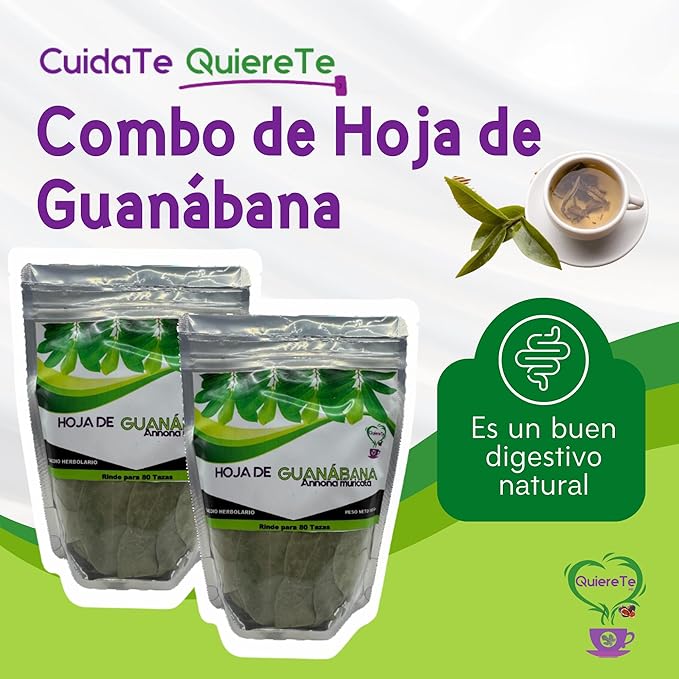Soursop Tea Quiere Te 3.5 oz (100 grams) 2 Pack Up to 132 cups Loose Leaf Resealable bag Guanabana Tea Soursop Leaves Product from México 100% NaturalGuanabana Leaves Combo 2 Bags
