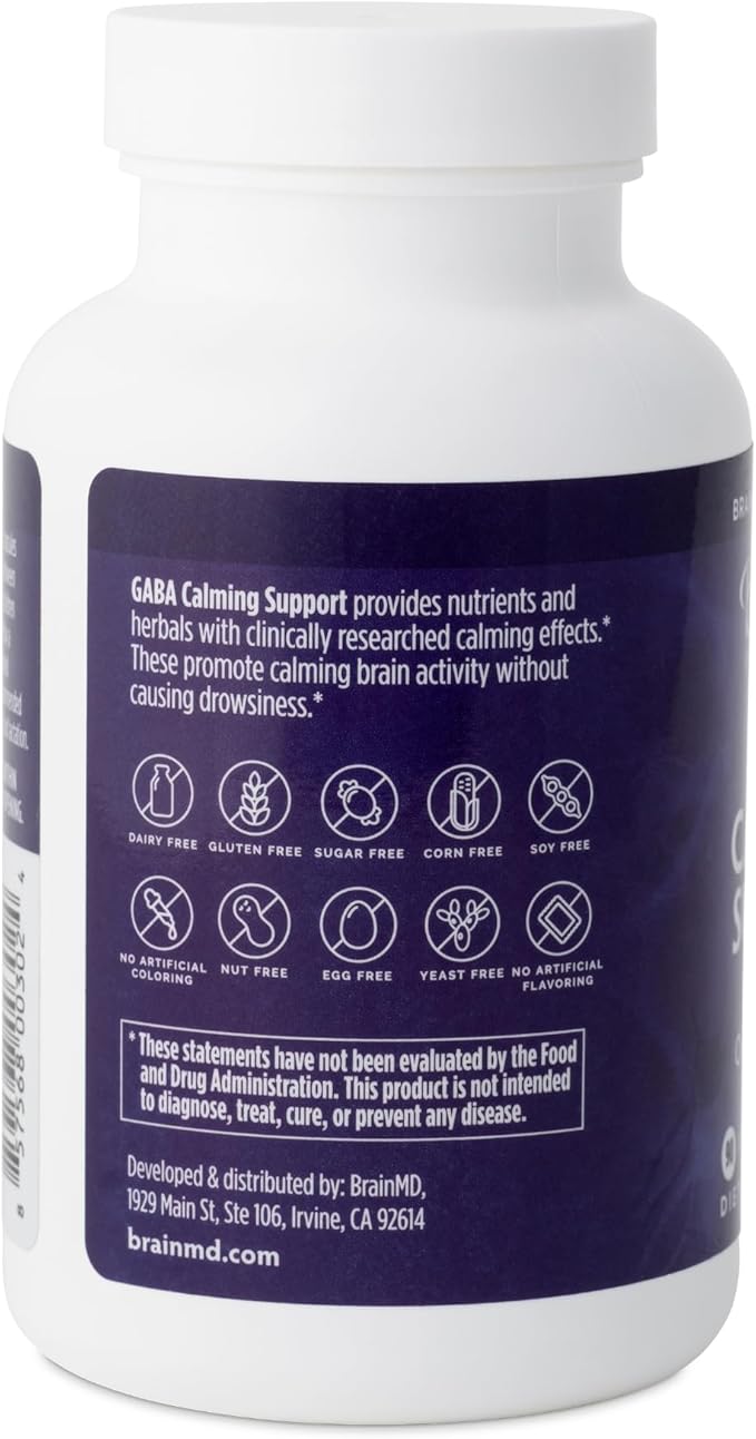 BRAINMD Dr Amen GABA Calming Support - 90 Capsules Pack of 2 - Promotes Relaxation - Contains Magnesium Vitamin B6 &amp Lemon Balm - 180 Total Servings