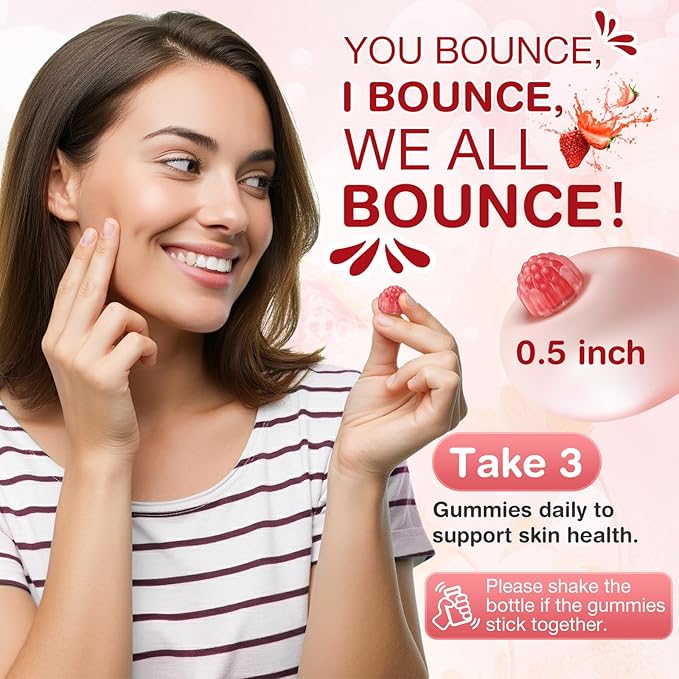 Collagen Peptide Gummies Sugar-Free Woman &ampMan's Proteins Collagen Gummy Filled 1500mg Hydrolyzed Collagen Type IIIIIIVX1000mg NAD 15000mcg Biotin Supplement for Skin Hair Nails
