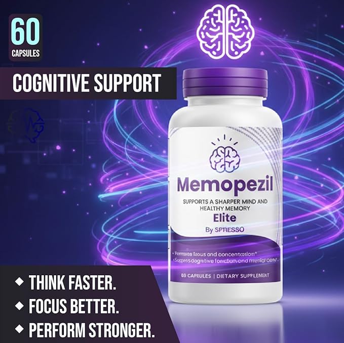 (1 Pack) Memopezil Capsules Official Memopezil Supplement Pills with Natural Ingredients Advanced Formula for Brain Health Support for Maximum Strength Clarity &amp Focus (60 Capsules)