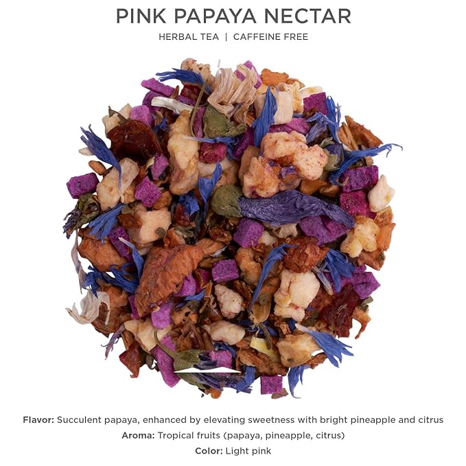 Tea Forte Pink Papaya Nectar Premium Loose Leaf Caffeine-Free Herbal Tea Blend Canister Makes 35-50 Cups