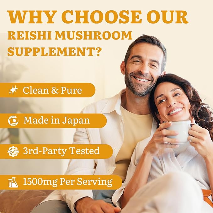 Japanese Reishi Mushroom Supplement 800mg with Reishi Mushroom Extract 500mg &amp Shell-Broken Spores 200mgOrganic Mushroom Capsules for Immune System - Real Fruiting Body (Pack of 2)