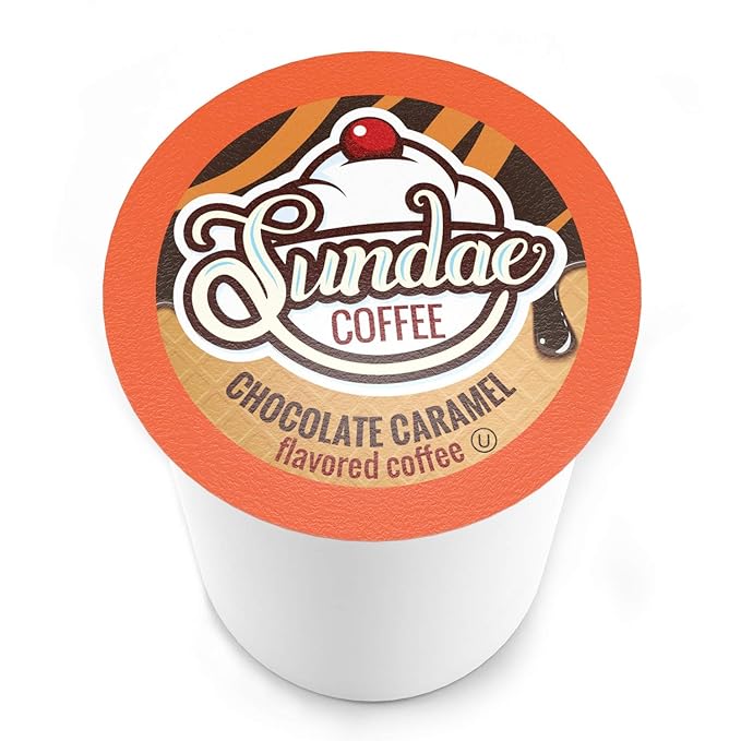 Sundae Ice Cream Flavored Coffee Pods Compatible with 2.0 Keurig K-Cup Brewer (Chocolate Caramel) 48 Count