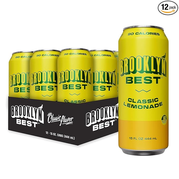 Brooklyn Best Classic Lemonade Not too Sweet Better for You Drink - 15 Fl Oz (Pack of 12)