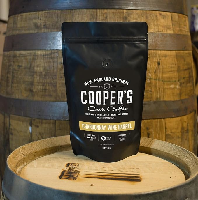 Wine Barrel Chardonnay Aged Kenya AA Beans Incredibly Complex &amp Smooth Roasted Fresh - Whole bean 12oz Bag