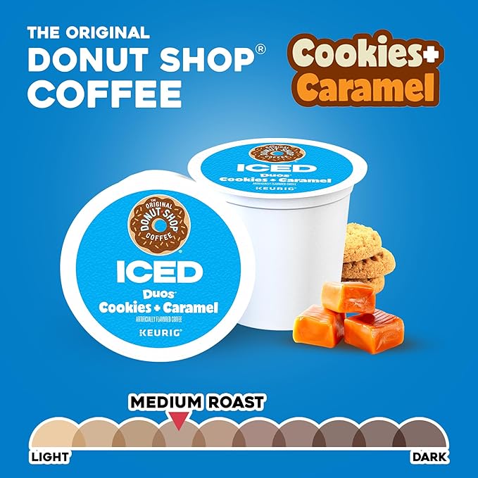 The Original Donut Shop Iced Duos Cookies + Caramel Coffee Keurig Single Serve K-Cup Pods 24 count