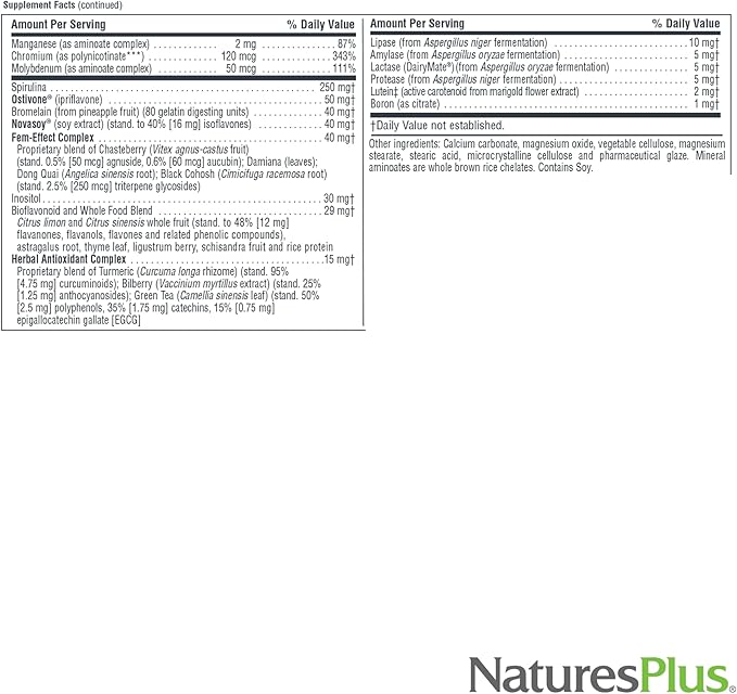 NaturesPlus Source of Life Women - 60 Tablets - Multivitamin &amp Mineral Supplement - with Iron Calcium Folate &amp Lutein - Gluten Free Vegetarian - 30 Servings