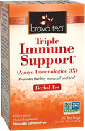 Bravo Tea Triple Immune Support Herbal Tea Caffeine Free 20 Tea Bags 6 Count
