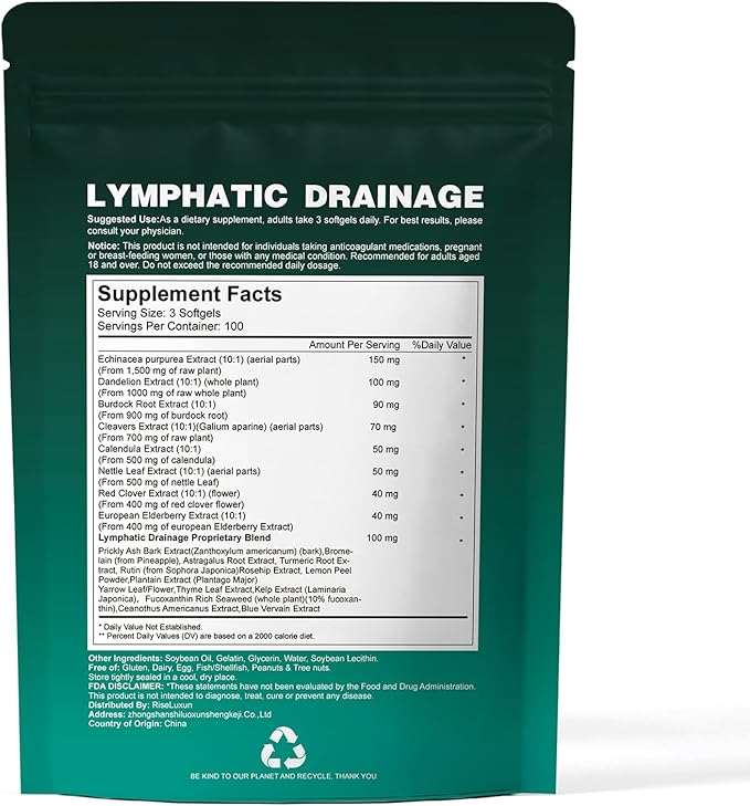 21-in-1 Liposomal Lymphatic Drainage Supplements 100 Day Supply 6000mg Lymph System Support for Women &amp Men with Echinacea Dandelion Burdock Bromelain Calendula Turmeric &amp More 300 Sof