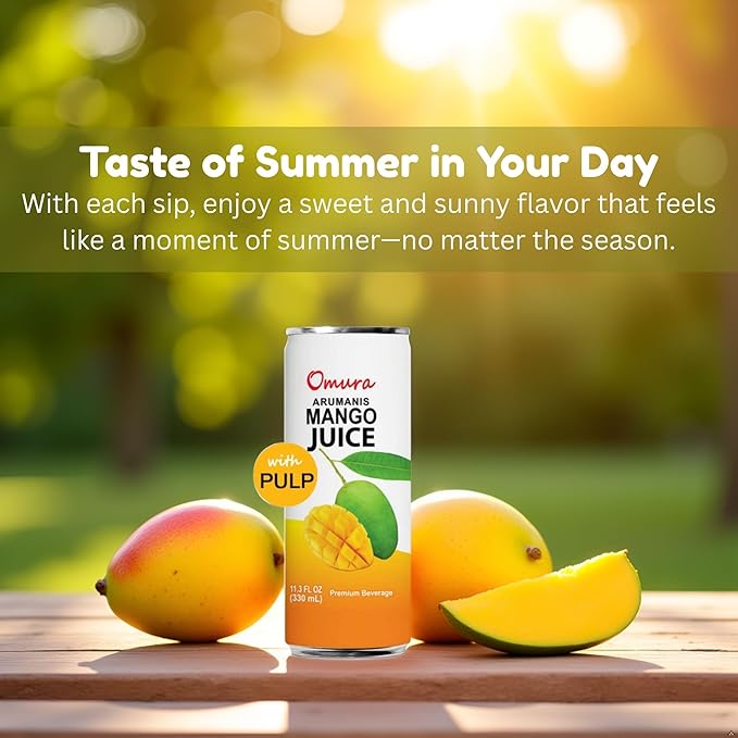 Omura MANGO JUICE from Natural Fruit with PULP 11.3 FL. Ounces | 12-Pack