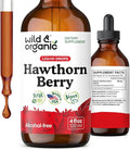 Wild &amp Organic Hawthorn Berry Tincture 600 mg - Liquid Hawthorne Berry Supplement for Overall Support - Vegan Sugar &amp Alcohol-Free Fruit Extract Drops - 4 fl oz