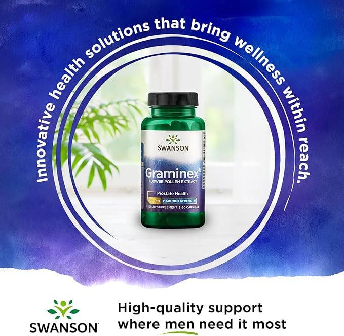 Swanson Graminex Flower Pollen Extract - Men's Health Supplement to Support Prostate Kidney Bladder &amp Urinary Tract Health* - Non-GMO - 60 Capsules