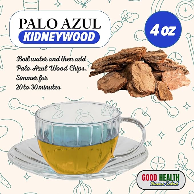 Palo Azul| Kidneywood | Chips de Madera Premium para Infusión de Té Herbal | 100% Natural Premium Wood Chips for Herbal Tea Infusion | 4 oz (113g) - 3 Pack