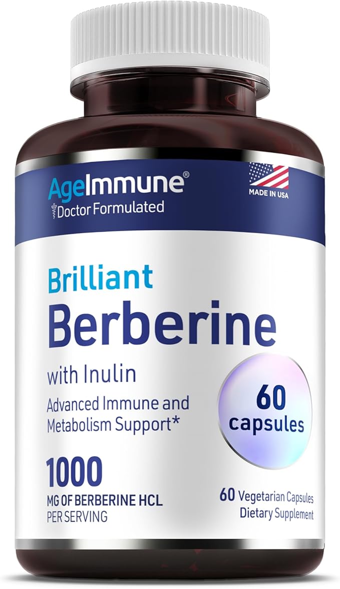 Berberine 1000mg Supplement Complex with Inulin Prebiotic - Berberine HCL 500mg per Capsule - Doctor Formulated and Third Party Tested Berberine Supplement