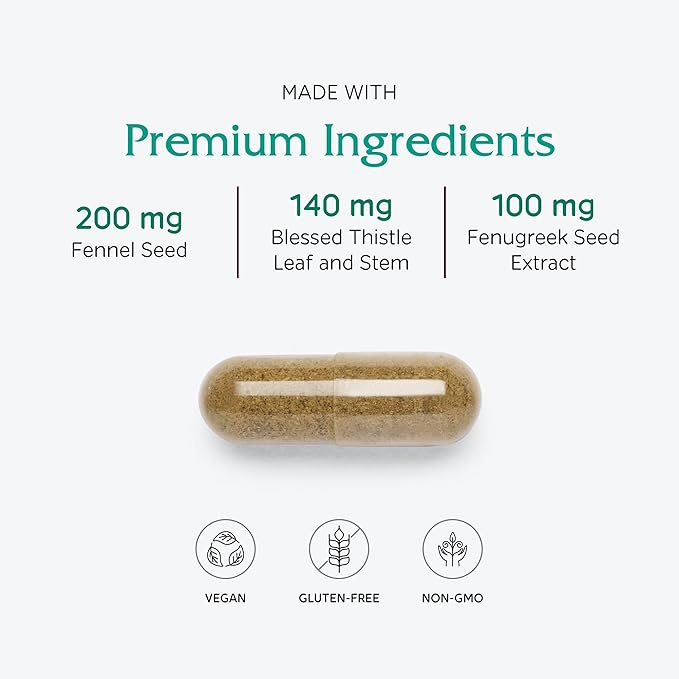 Vitanica LactationBlend Lactation Supplement for Increased Breast Milk Supply and Flow Organic Breastfeeding Support with Fennel Milk Thistle Fenugreek and More Non-GMO Vegan 60 Capsules