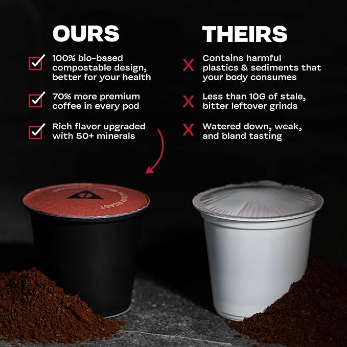 Danger Coffee by Dave Asprey Remineralized Mold Free &amp Lab Tested Compostable Pods | Medium Roast 12 Pods