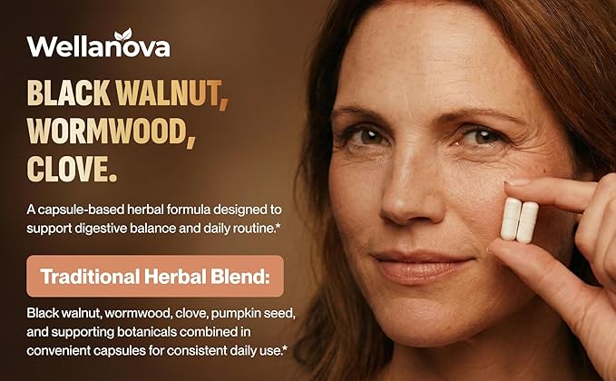 Wormwood Black Walnut Clove Cleanse for Humans - Advanced Detox Formula for Adults - Gut Health Supplement with Wormwood Herb Black Walnut Hull Extract &amp Clove - 60 Capsules