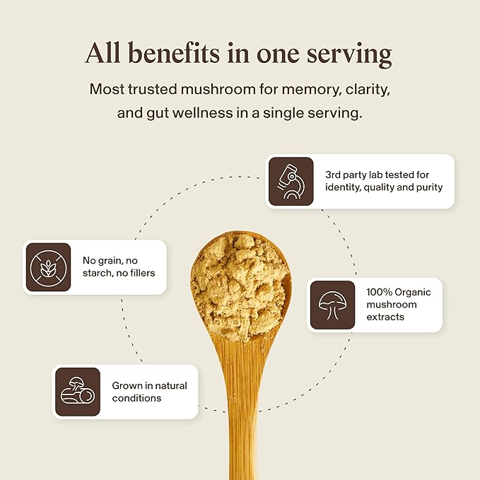Real Mushrooms Lions Mane Mushroom Cognition (120 Capsules) Lions Mane Mushroom Powder Extract Capsules | Brain Supplement Brain Vitamins Focus Supplement