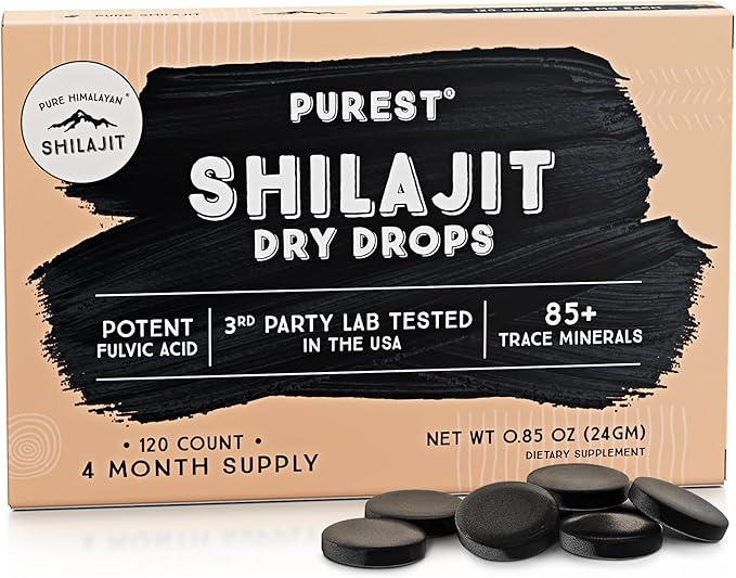 Pure Himalayan Shilajit Dry Drops 100% Pure Natural Shilajit Grade A Max Potency 85+ Clean Trace Minerals &amp Fulvic Acid for Energy Metabolism &amp Immune Support Supplement for Men &amp Wome