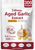Aged Garlic Extract Capsules – 9000mg High Potency 2 Years Matured Odorless Garlic Supplements with Elderberry Vitamin E &amp Zinc for Heart &amp Immune Support Antioxidant Supplements 300 Softge