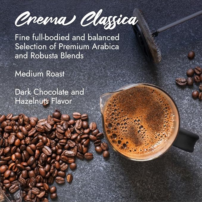 Caffè Borbone Whole Bean Coffee Crema Classica Medium Roast Arabica and Robusta Blend - Roasted and Freshly Packaged in Italy - 2.2 Pound Bag (pack of 6)