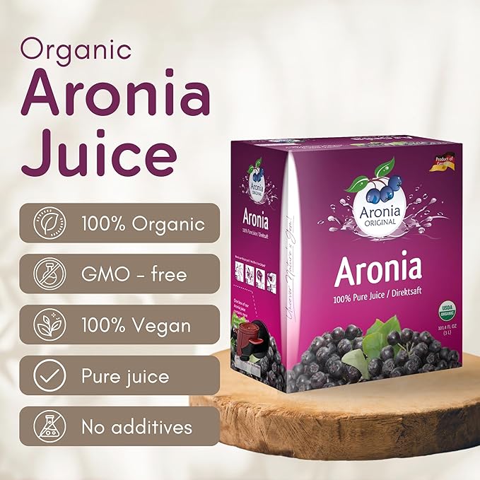 Aronia Original Organic Aronia Berry Juice Box 101.4 Fl Oz - 100% Pure Chokeberry Juice Not from Concentrate - No Additives Vegan &amp Non-GMO