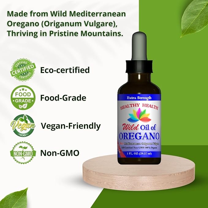Oregano Oil - Wild Mediterranean - ECO Certified Organic Extra Strength 83% Carvacrol Liquid Immune Support Vegan Aceite de Oregano Non GMO 1 fl. OZ