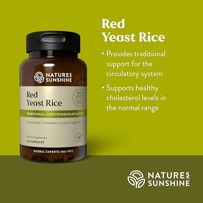 Nature's Sunshine Red Yeast Rice 120 Capsules Kosher | Helps Support The Production of Good Cholesterol in The Liver and Supports The Circulatory System