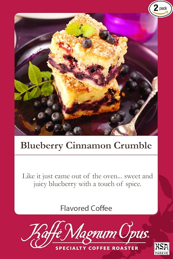 Kaffe Magnum Opus - Blueberry Cinnamon Crumble Whole Bean Coffee 2 Packs of 5 lb Each Freshly Roasted Gourmet Blend Perfect for Chefs