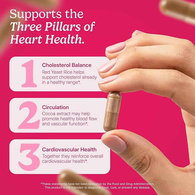 Santo Remedio Cholesterol Plus with Red Yeast Rice &amp Cocoa Cardiovascular Support Supplement for Heart Health Gluten-Free Non-GMO Capsules 30 Servings | Gift for Wellness Care