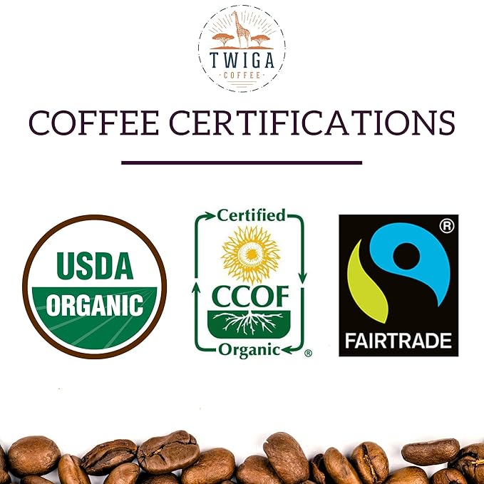 Twiga Coffee Rwandan Whole Bean – Organic Medium Roast Arabica with Caramel Cinnamon &amp Citrus Flavor Notes – Single Origin Fresh Roasted Rwandan Coffee for a Smooth Bold Cup – 12 oz