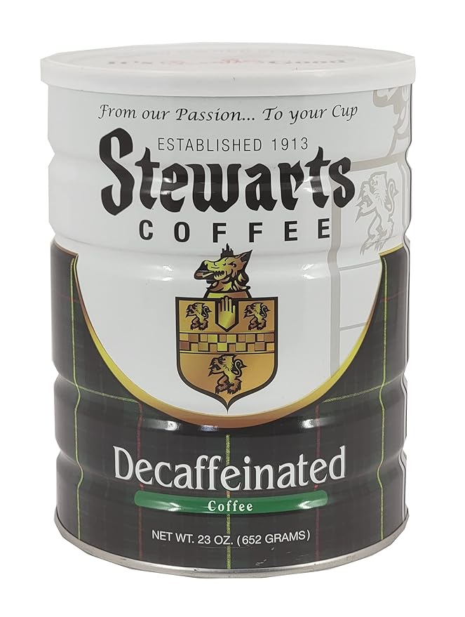 Stewarts - Medium Roast Decaffeinated Coffee - Smooth &amp Flavorful Ground Decaf Coffee - Vacuum Sealed Bag - Decaf Blend for Rich Taste &amp Aroma - Ideal for Daily Brewing &amp Enjoyment (23oz