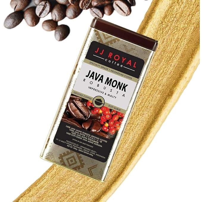 JJ Royal Coffee Java Monk Robusta 200g Ground Coffee (Pack of 1)