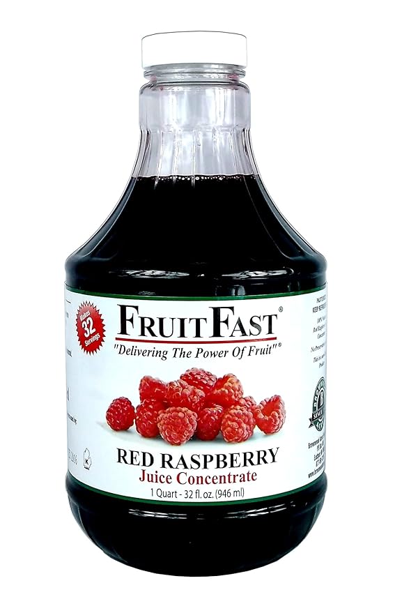 FruitFast 100% Pure Red Raspberry Juice Concentrate – 32 oz Quart Bottle | No Added Sugar Unsweetened Raspberry Extract for Drinks Smoothies &amp Recipes