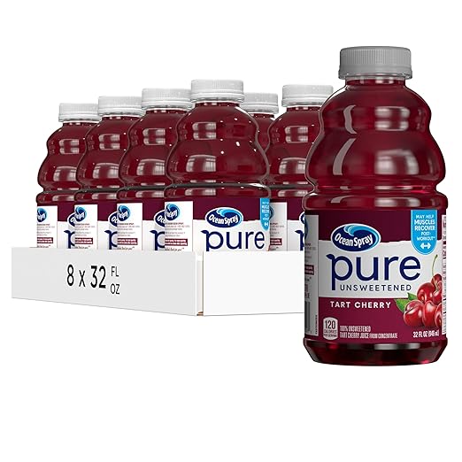 Ocean Spray® Pure Unsweetened Tart Cherry 100% Tart Cherry Juice 32 Fl Oz Bottle (Pack of 8)