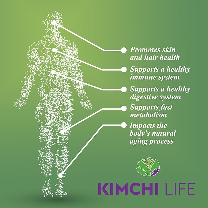 – Daily Capsules of Premium Fermented Kimchi - Vegan &amp Natural Nutritional Supplement - Probiotics for Gut Health &amp Immune Support – Enhance Energy Focus Skin and Hair Health