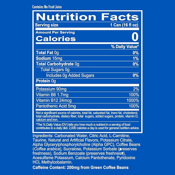 REDCON1 Energy High Performance Drink Freedom Frost - Zero Sugar Energy Drink with Alpha GPC Nootropic - 200mg Natural Caffeine from Green Coffee Beans - Vitamin B6 B12 &amp B5 to Boost Mood (12 ct